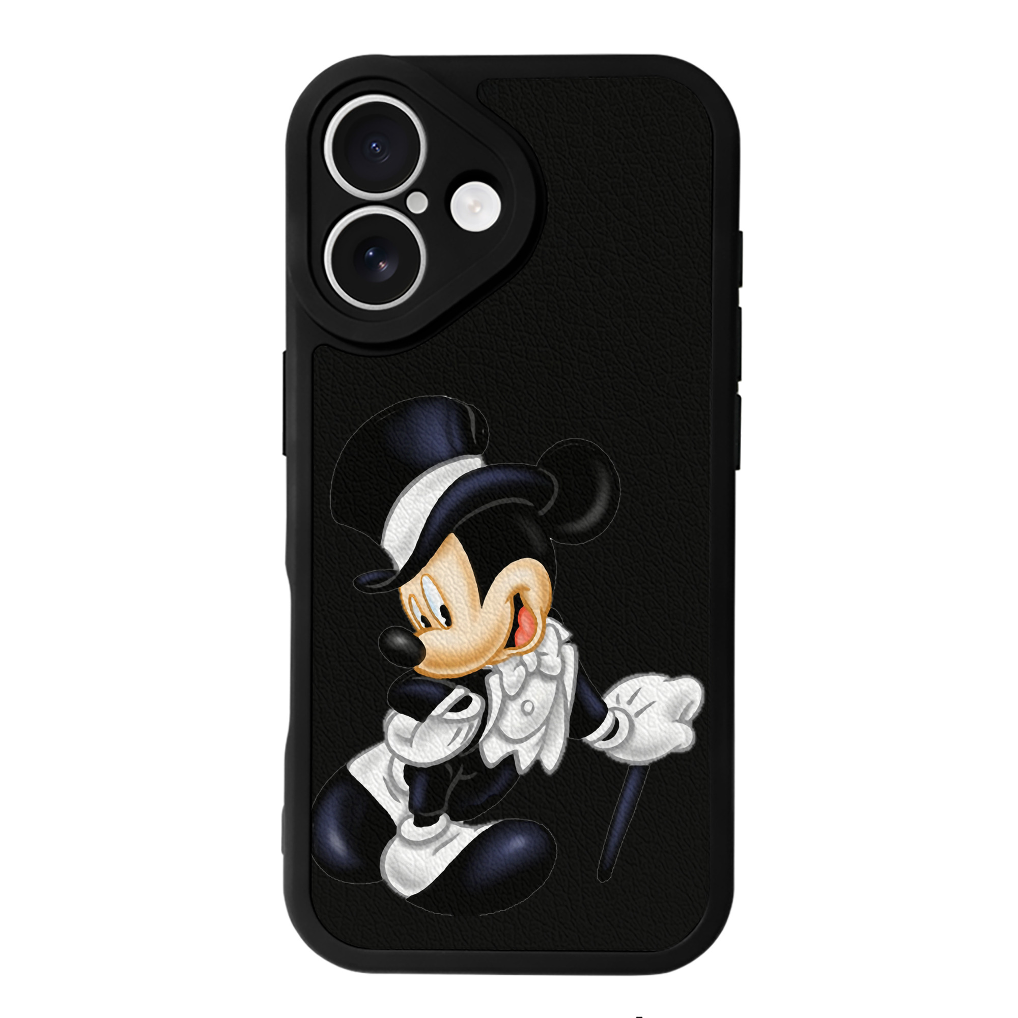 （画像用） ミッキーマウス Mickey Mouse 【iPhone 16シリーズ対応】シリコンスマホケース（レザー調） 材質：シリコン